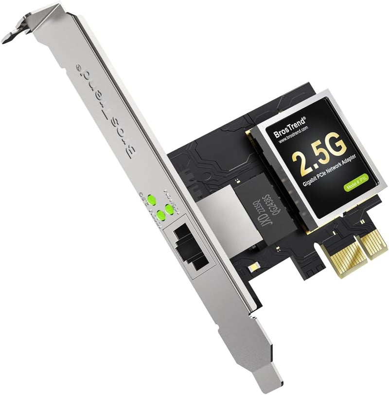BrosTrend 2.5GB Linux Compatible NIC, PCIe Network Adapter for Ubuntu, Fedora, Debian, Mint, Kali, Windows etc. PCIe Ethernet Card with Extra Low-Profile Bracket Supports All Linux Architectures - Image 1